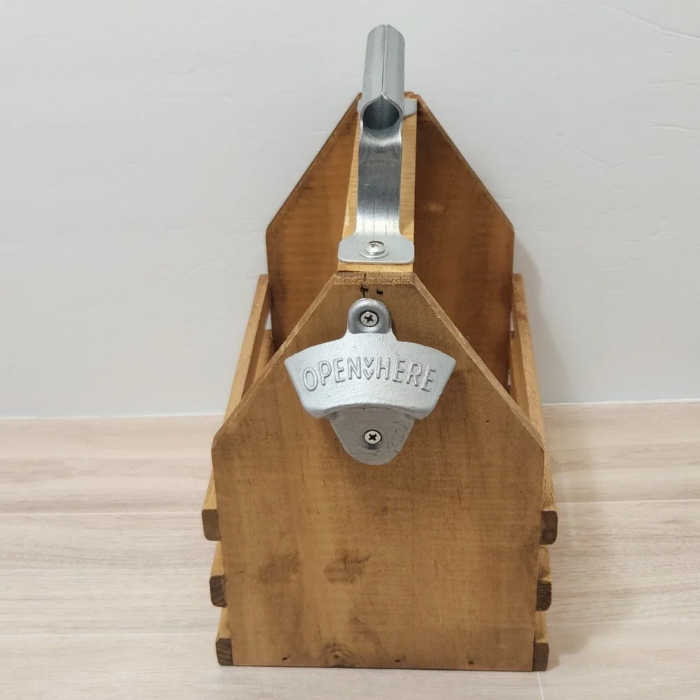 Wooden Beer Carrier - Craft Beer Caddy with Bottle Opener 6 Pack Beer Crate New‎